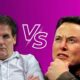 Elon musk and marc cuban facing off in a argument