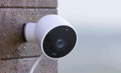 Google nest home security camera on wall