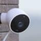 Google nest home security camera on wall
