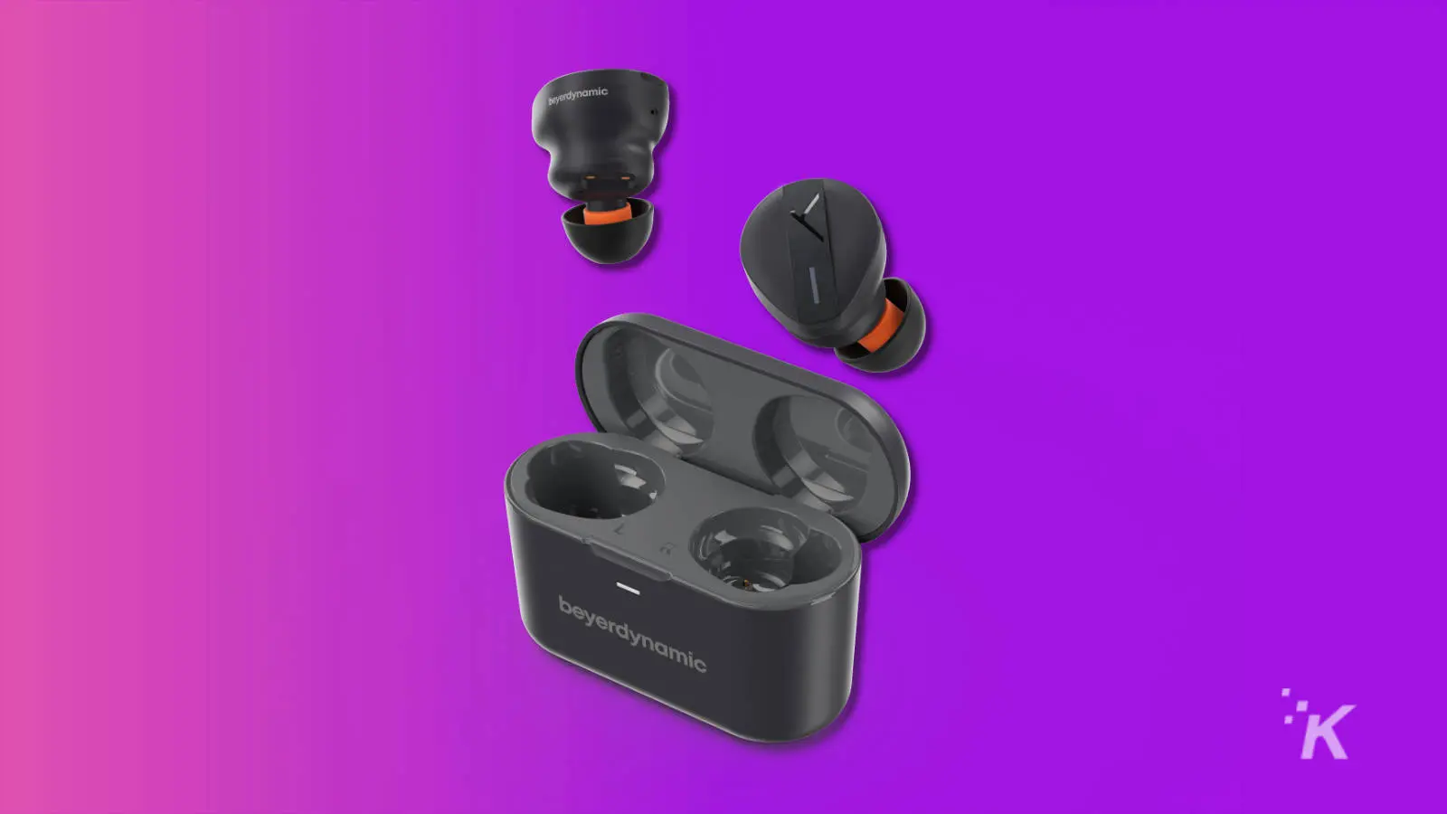 the best wireless earbuds (2024) Beyerdynamic free byrd earbuds on purple background