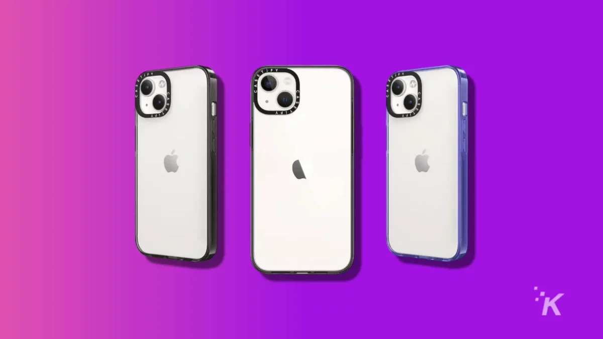 the best iphone 14 cases (2024) Casetify essential case on a purple knowtechie background