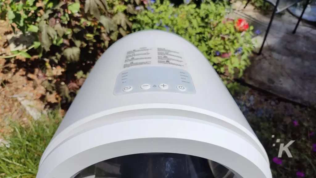 review: morus zero portable dryer Dryer in backyard displaying settings