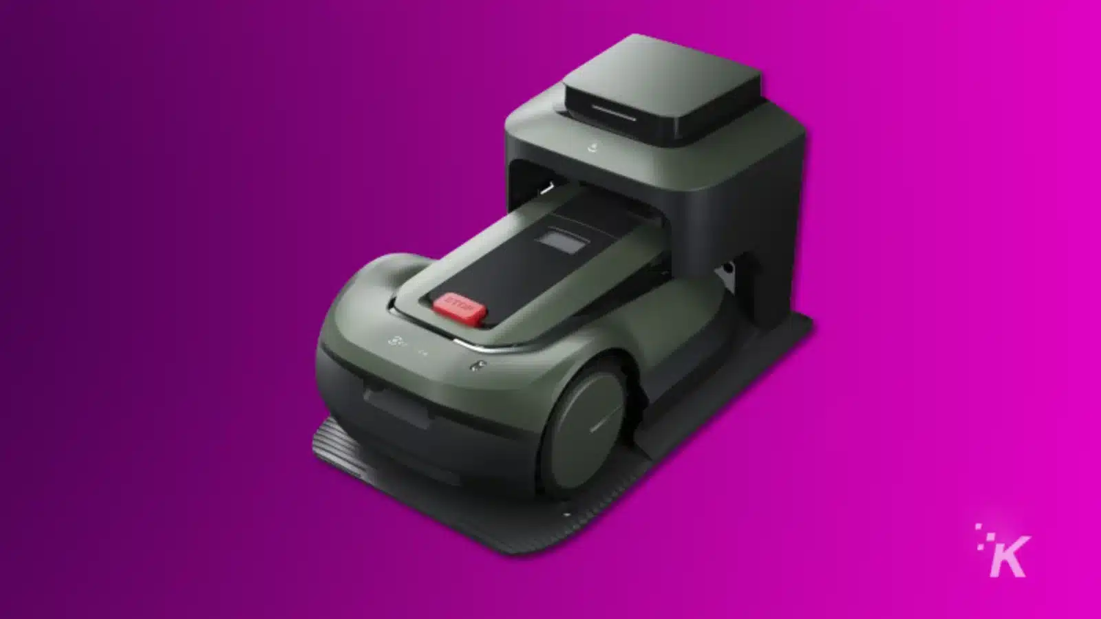 ces 2024 unveils next-gen robotic lawnmowers, boundaries not included Render of ecovacs goat gx 600 on a purple background