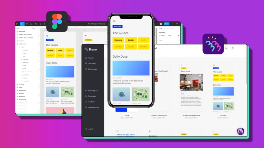 what is figma? Figma design prototype on purple background