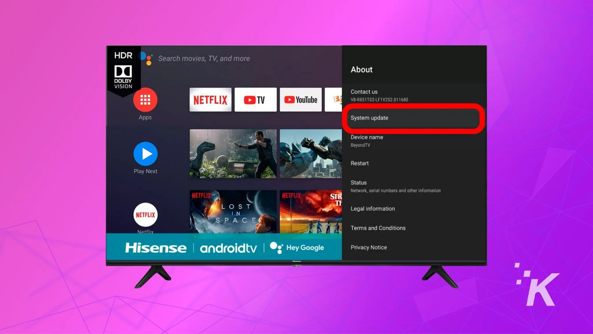 how to update hisense tv software Hisense android tv system updates settings