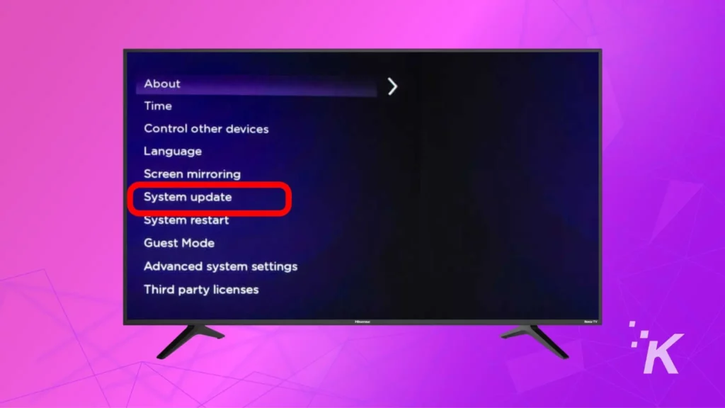 how to update hisense tv software Hisense roku tv system update menu option