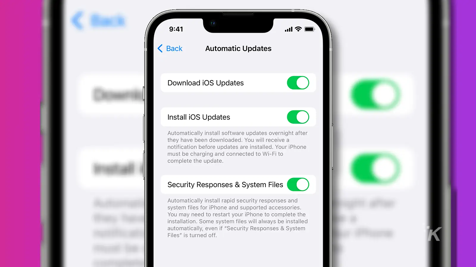 how to update your iphone Ios automatic updates turned on mockup