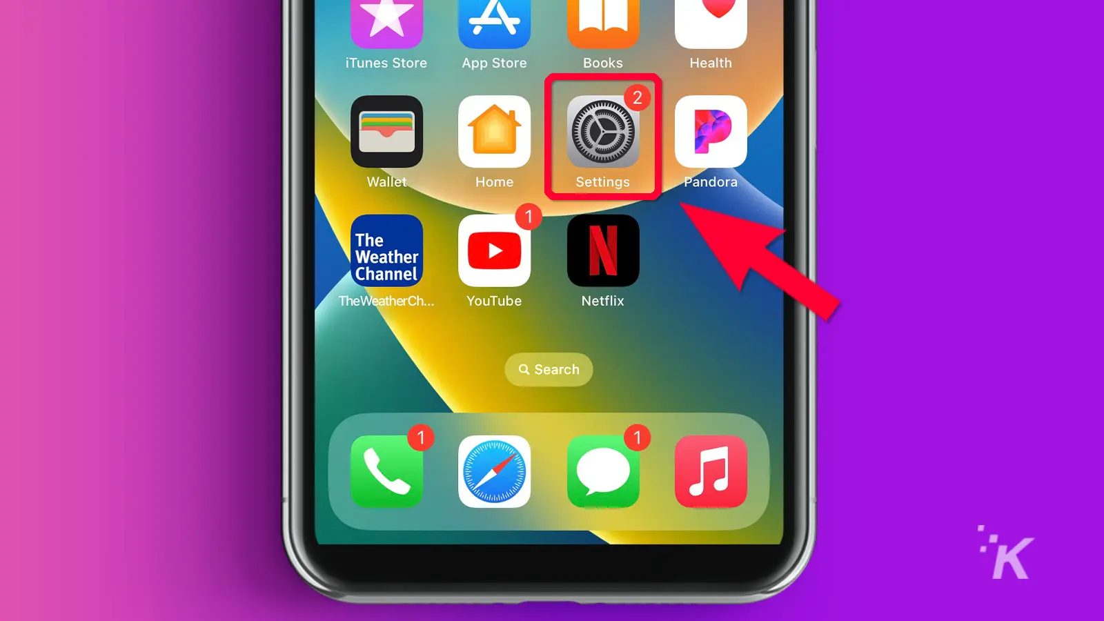 how to update your iphone Iphone with arrow pointing to settings