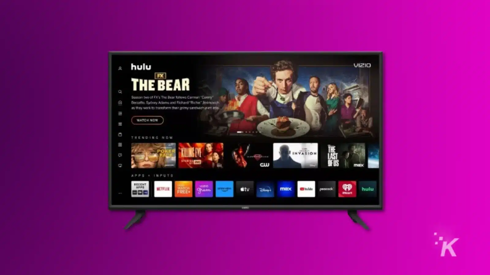 target is hosting a massive super bowl sale on 4k tvs Render of a 75-inch lg 4k tv seen from the front on a purple background
