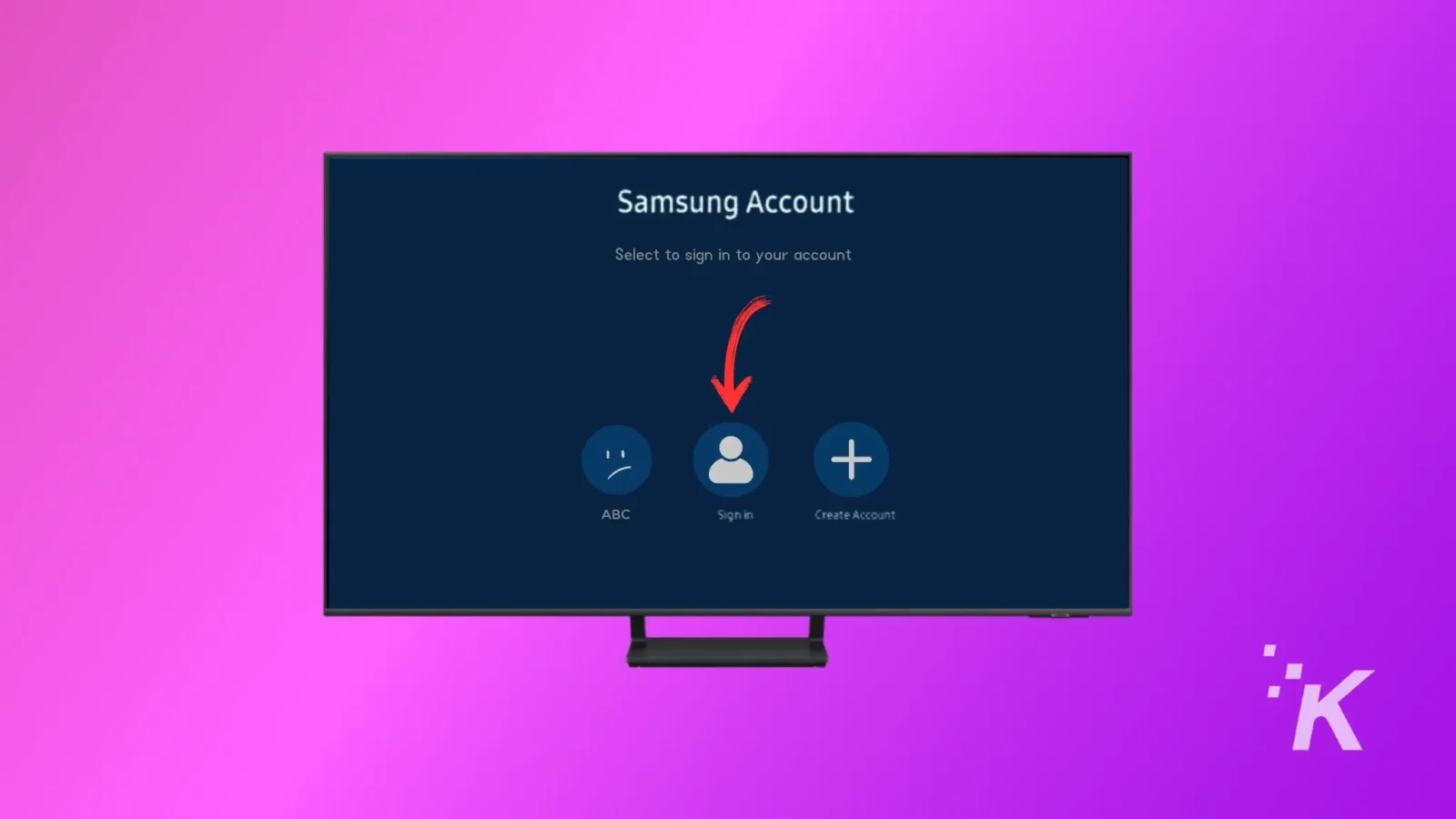 how to view a ring doorbell on tv Led smart tv screen showing log in option on the purple background