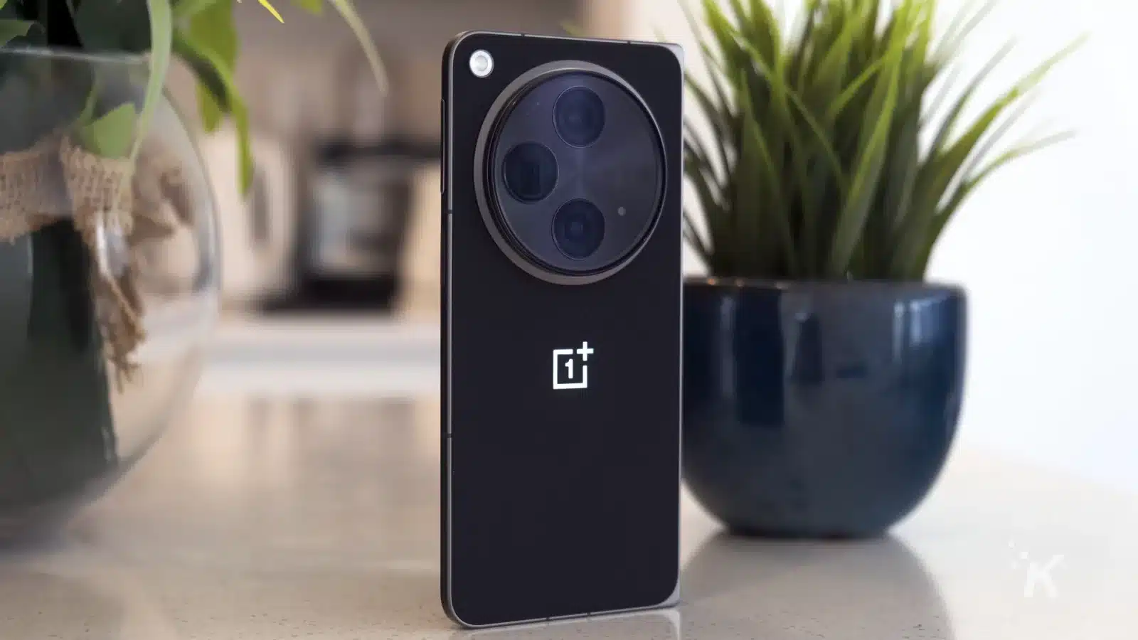 review: oneplus open Oneplus open stood up on a tabletop