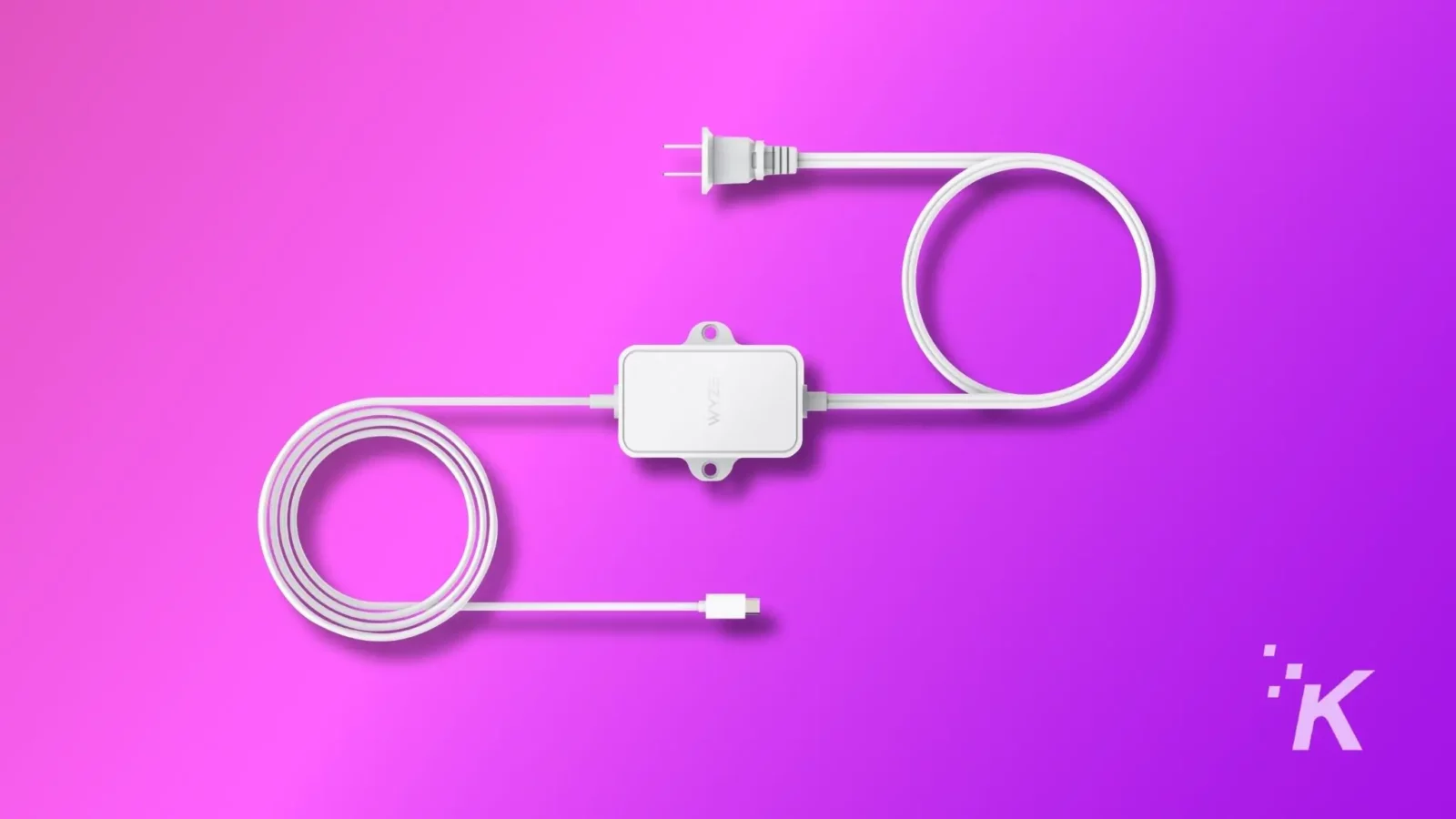 how to fix a wyze camera making noise A white charging cable and power adapter are set against a vivid purple background, displaying a minimalist and clean design with a modern aesthetic.