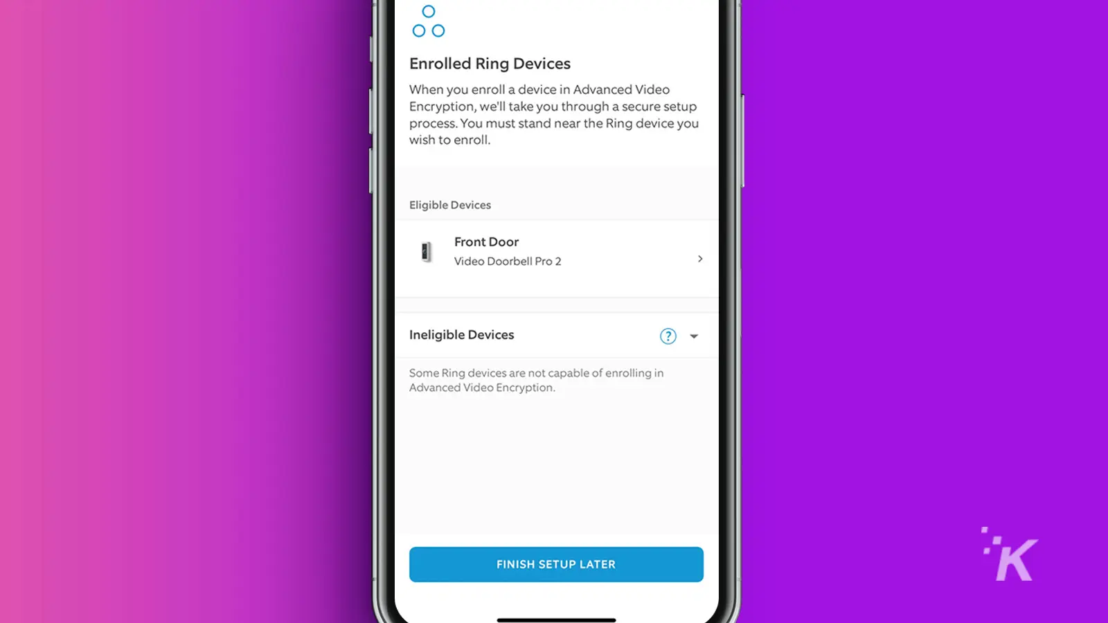 how to enable end-to-end encryption on ring cameras Ring setup step9