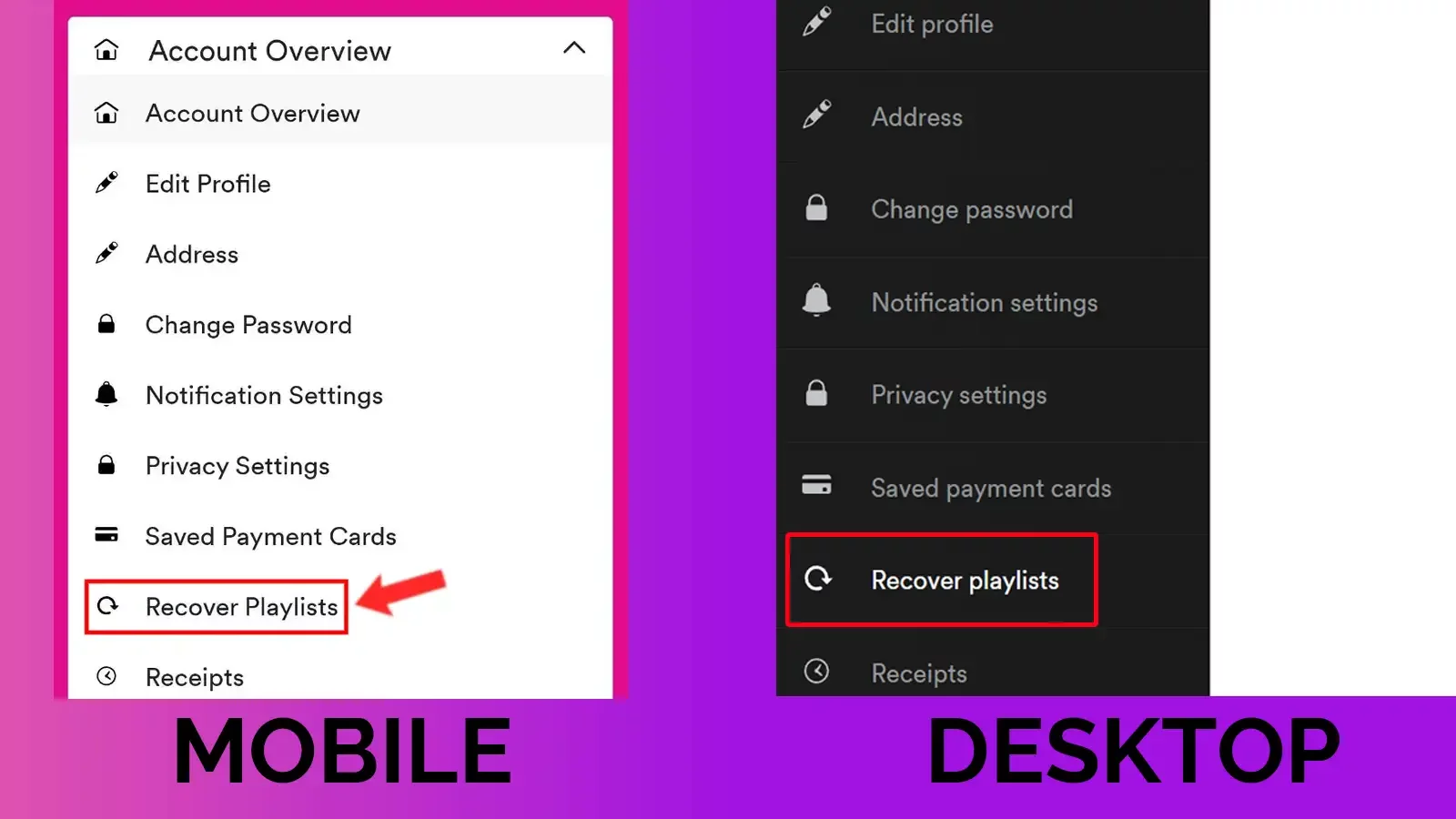 how to delete a playlist on spotify Recover playlist screen
