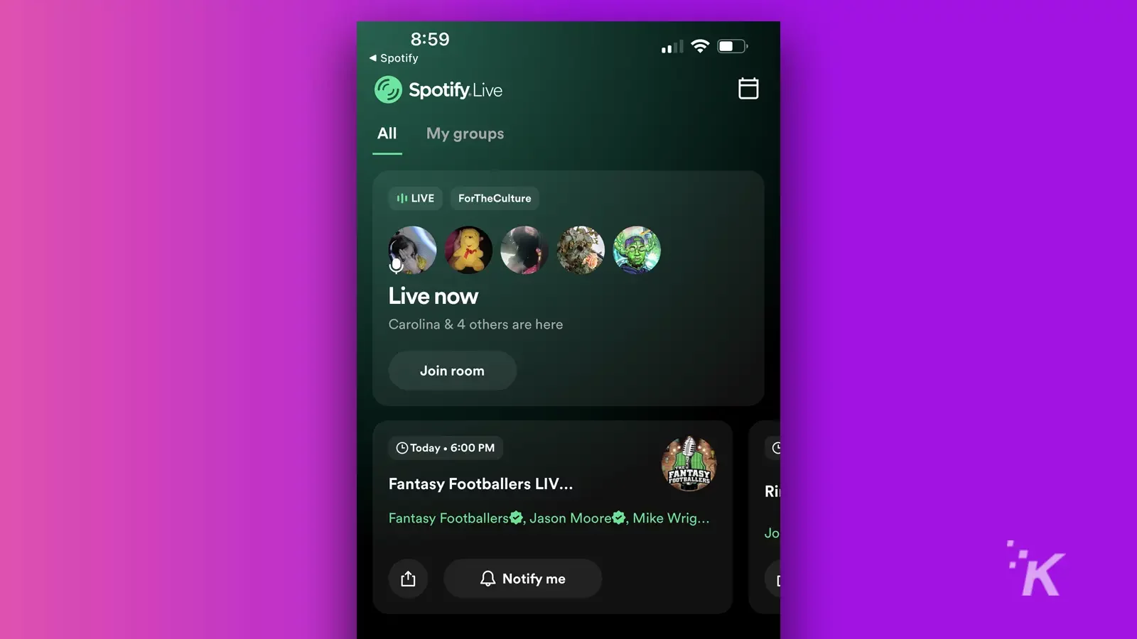 what is spotify live and how does it work? Spotify live homescreen