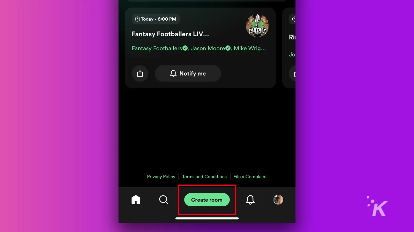 what is spotify live and how does it work? Spotify live create room button