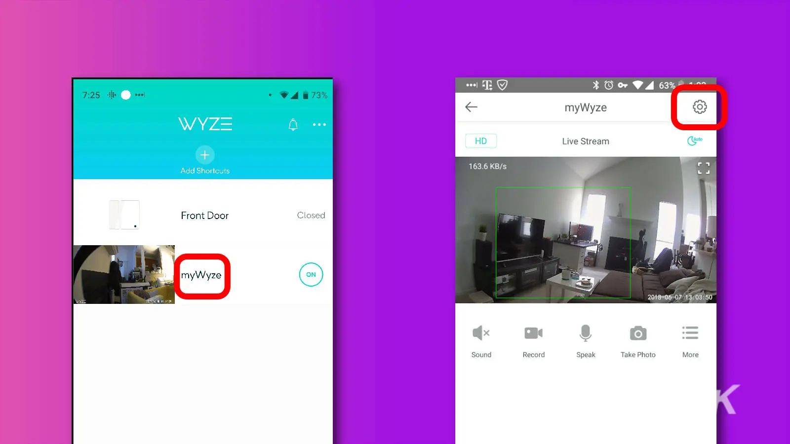 how to fix a wyze cam not recording to its microsd card Screenshots of wyze app showing how to get into settings